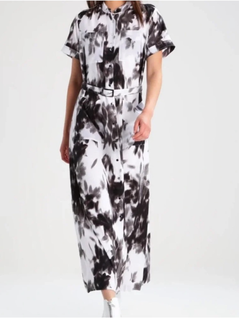 Banana Republic White Cut Out Smocked Isa Cotton Maxi Dress, size LP